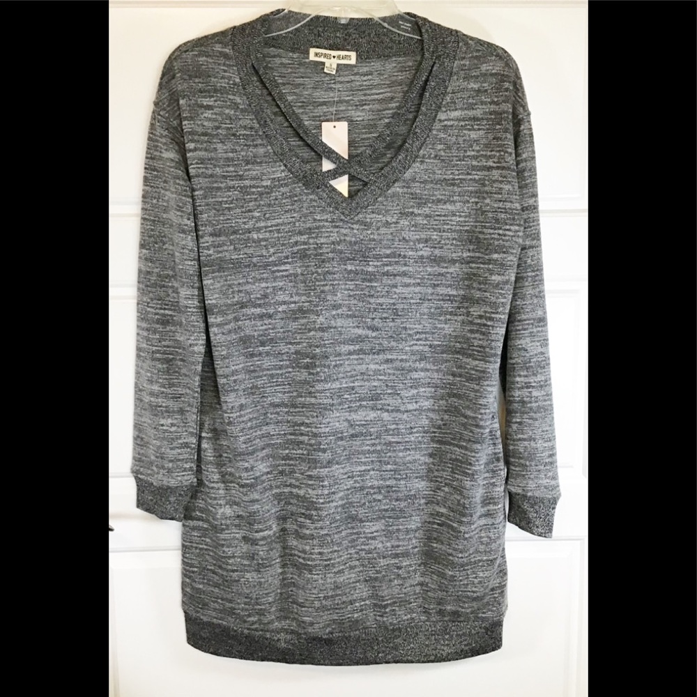 Inspired Hearts Strappy VNeck Sweater. Sz S